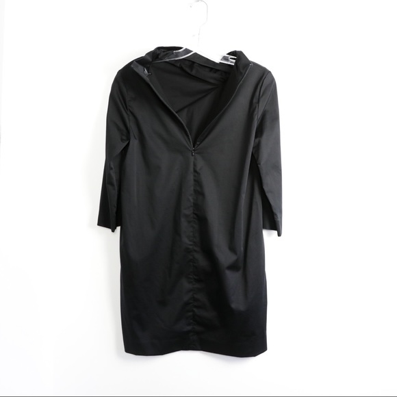 COS unique lbd little black dress minimalist trend structured shift mock neck S - Picture 6 of 6